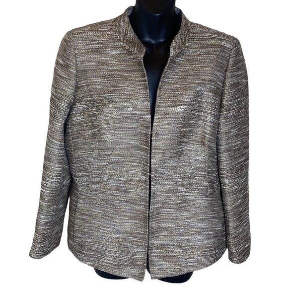 Lafayette 148 tweed brown/gold shimmer ladies blazer jacket no size tag - Picture 1 of 8